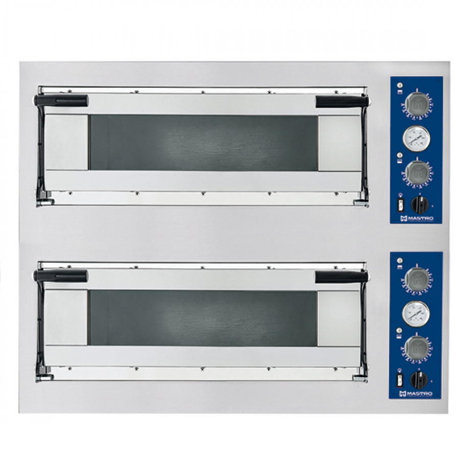 Pizzaofen für 6+6 Pizzen Ø 35 cm - Elektrischer Pizzaofen für Gastronomie - Gastroback Pizzaofen - Professioneller Pizzaofen mit Doppelkammer - 12 Pizzen gleichzeitig backen - Gastrohot