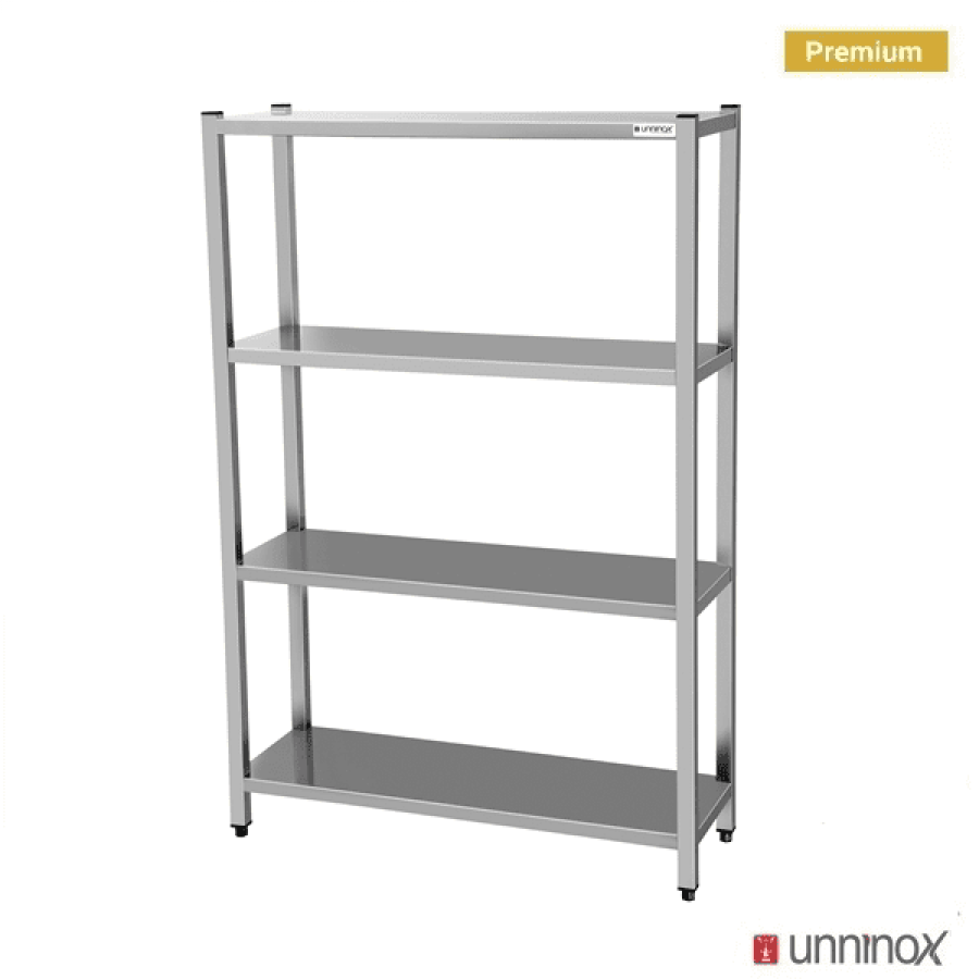 Edelstahl Regaleinheit 1200x500x1800 mm – 4 Böden, hohe Tragkraft