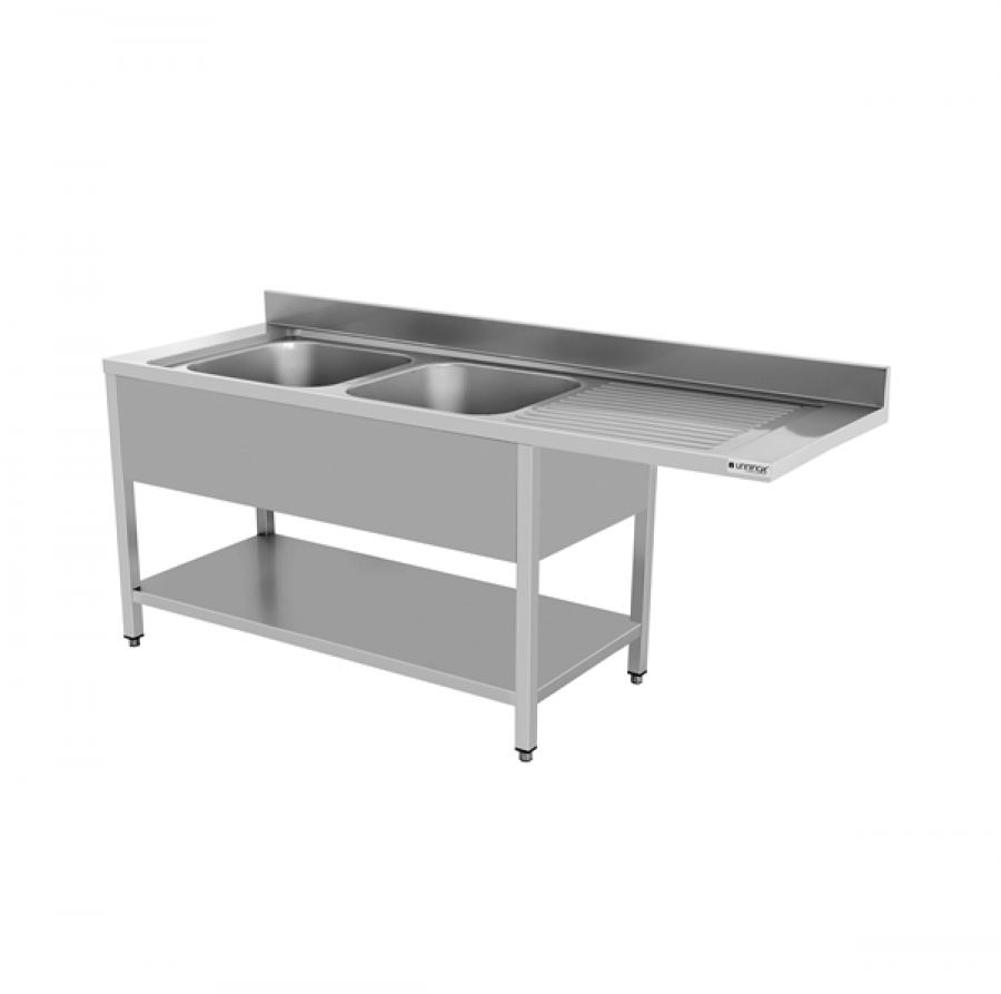 Edelstahl Spüle 2 Becken links 180x70x85cm geschweißt