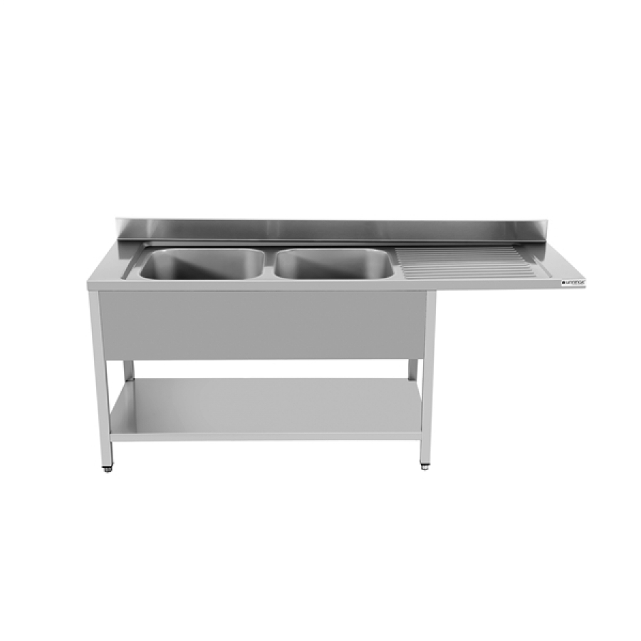 Edelstahlspüle 2 Becken links 1600x700 mm geschweißt