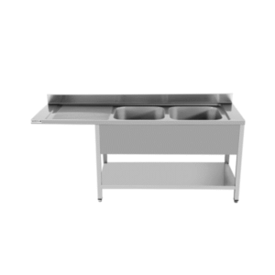 Edelstahlspüle 2 Becken rechts 1600x700 mm geschweißt