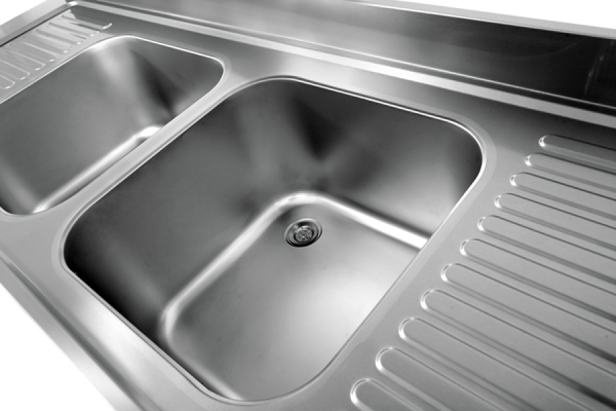 Edelstahl Spüle 2 Becken links 180x70x85cm geschweißt