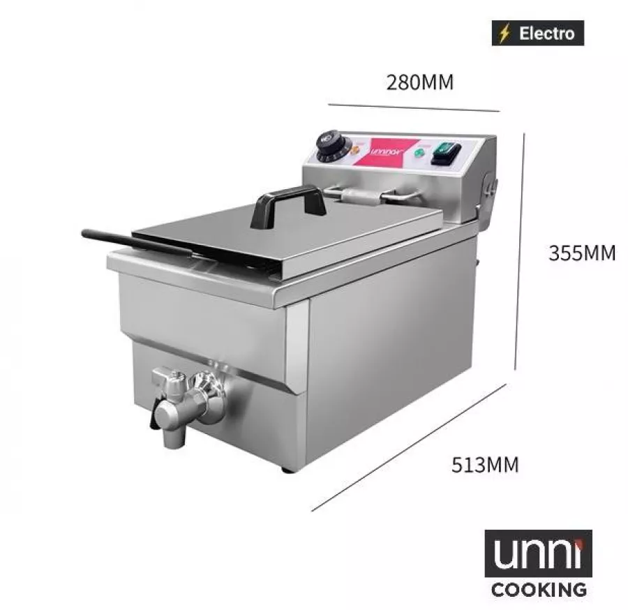 Elektrofritteuse 8L mit Ablasshahn und Temperaturregelung