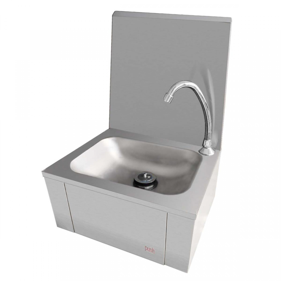 Handwaschbecken Edelstahl Kniebedienung 400 x 340 x 585 mm - Gastrohot