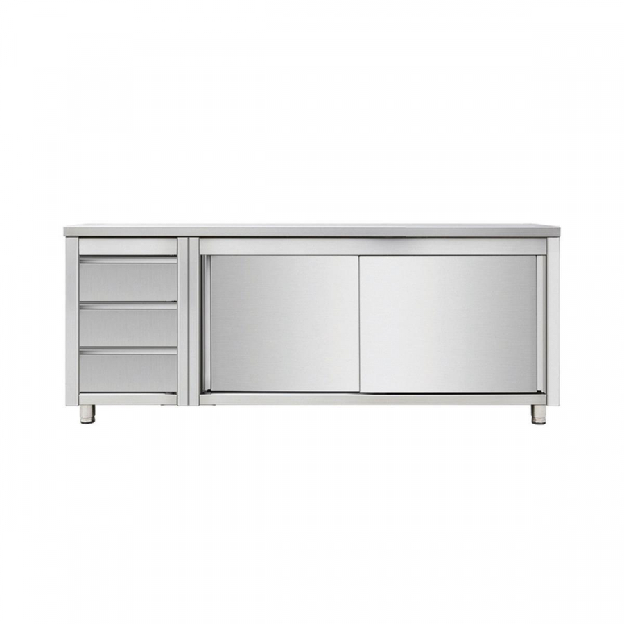 Skyrainbow Arbeitsschrank 160×70 links 3 Schubladen