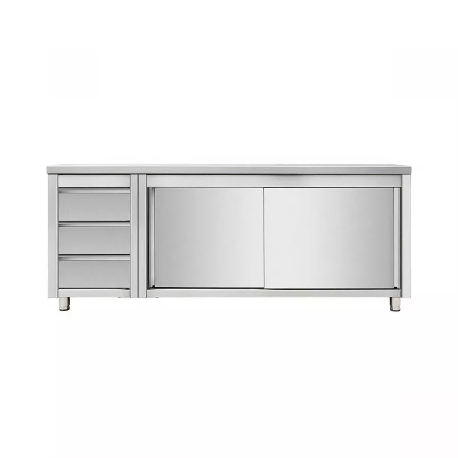 Skyrainbow Arbeitsschrank 160×70 links 3 Schubladen