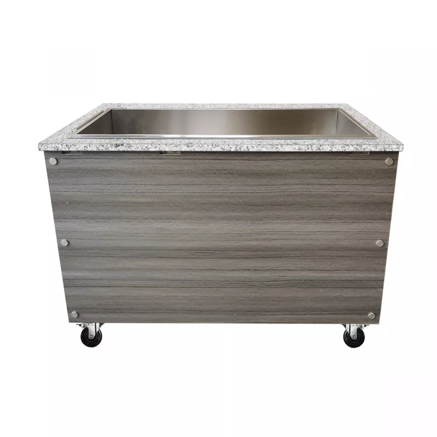 Skyrainbow SNACK-Line Bain-Marie Theke 3× GN 1/1 – Granit rosa-grau, 123×82×85,5 cm