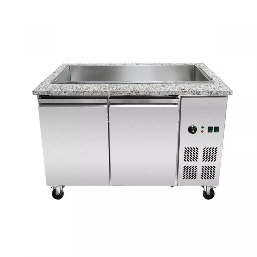 Skyrainbow SNACK-Line Bain-Marie Theke 3× GN 1/1 – Granit rosa-grau, 123×82×85,5 cm