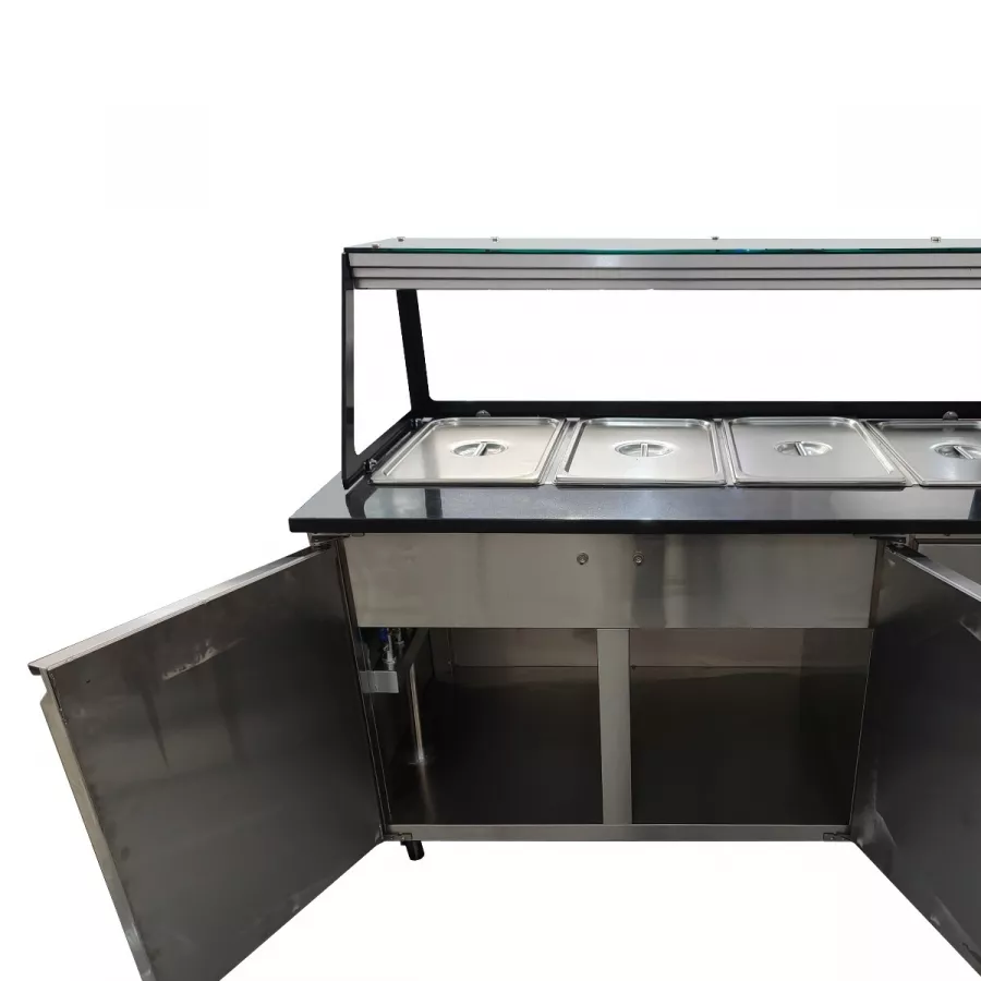 Skyrainbow SNACK-Line Bain-Marie Theke 4× GN 1/1 – Granit Star Galaxy schwarz, 153×82×85,5 cm, 400 V