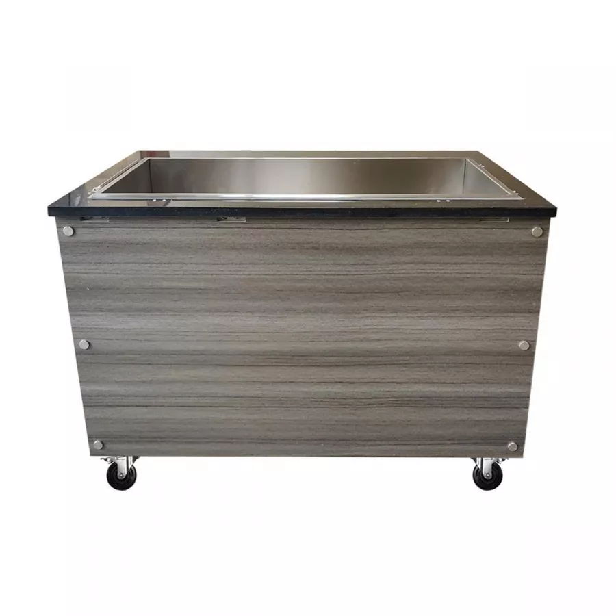 Skyrainbow Bain-Marie Theke 2× GN 1/1 – rosa-grau, ohne Glas