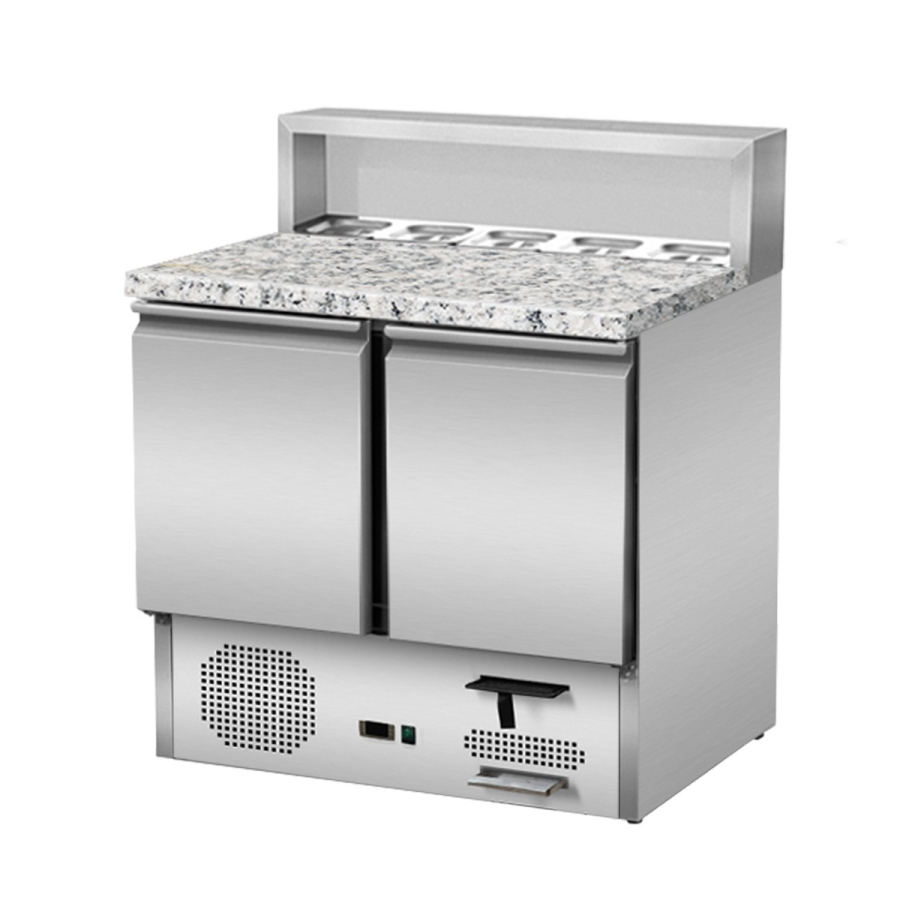 Pizzasaladette 2-deurs 5 x GN1/6 | 900 x 700 x 1080