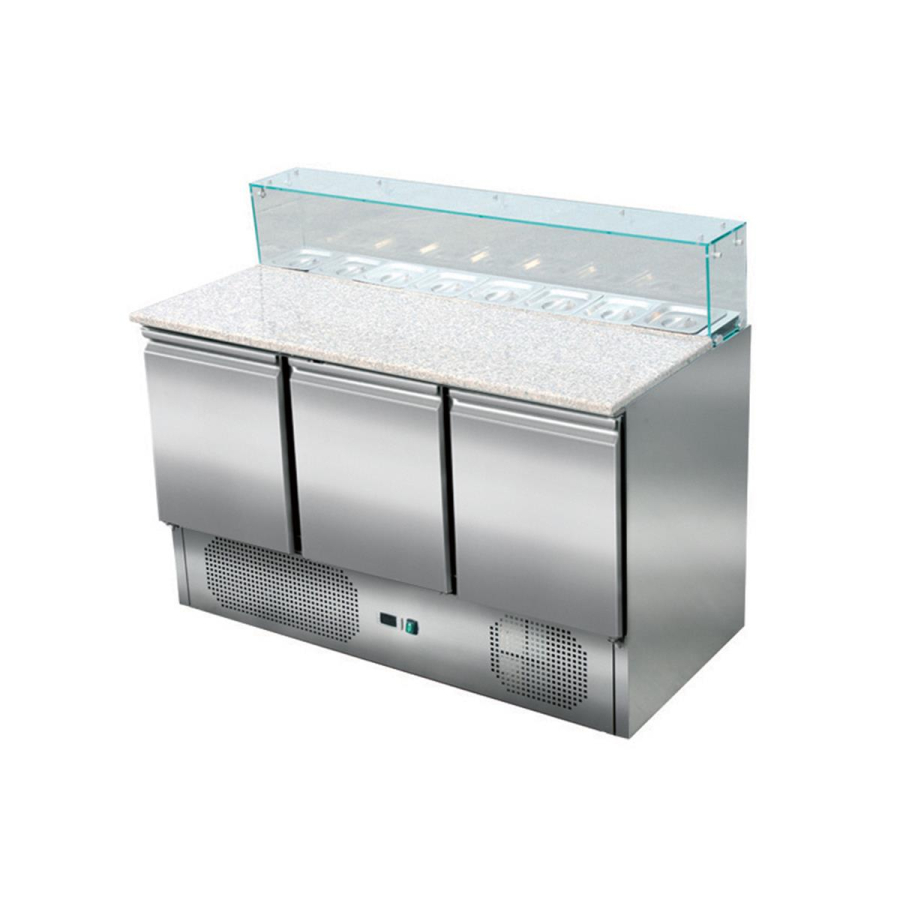 Pizzasaladette 3-deurs Granieten werkblad 8xGN1/6