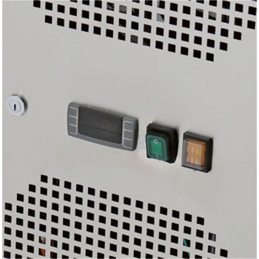 Pizzakühltisch Granit mit 2 Türen & 7 Schubladen – GN1/4-Aufsatz, 202,5×80×86 cm