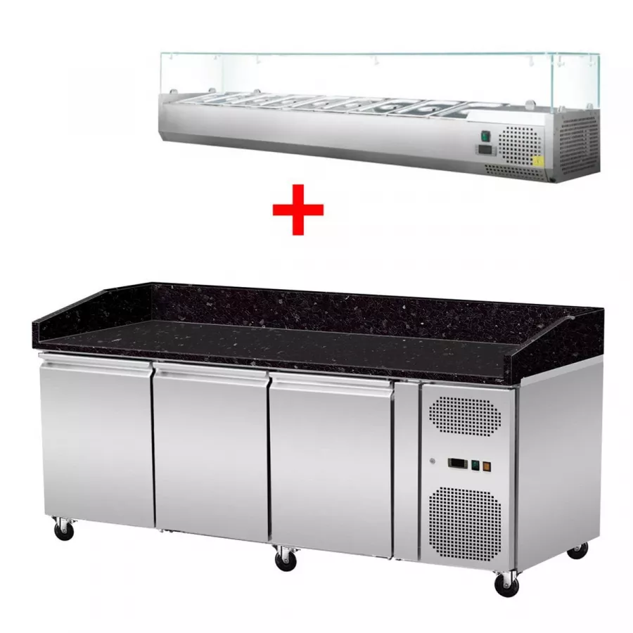 Skyrainbow Pizzakühltisch 203×80 – 3 Türen, Star Galaxy