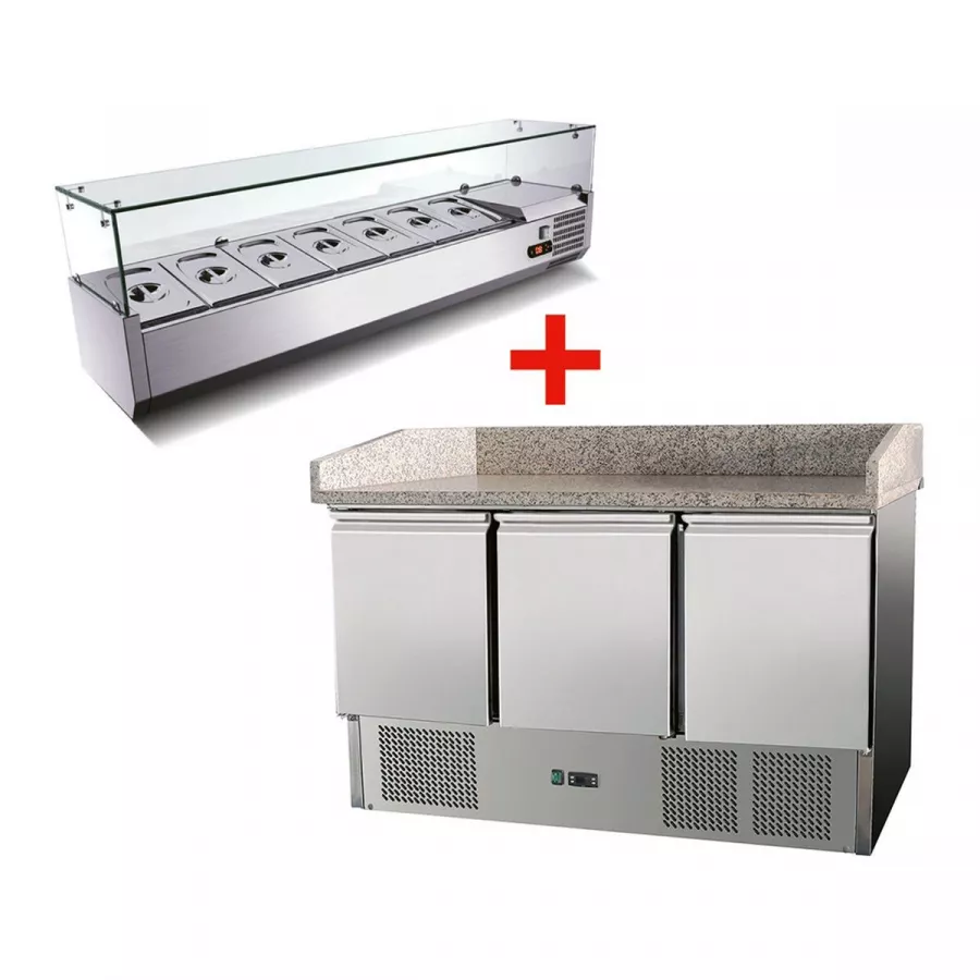 Skyrainbow Pizzatisch 140×70 – 3 Türen, Granit