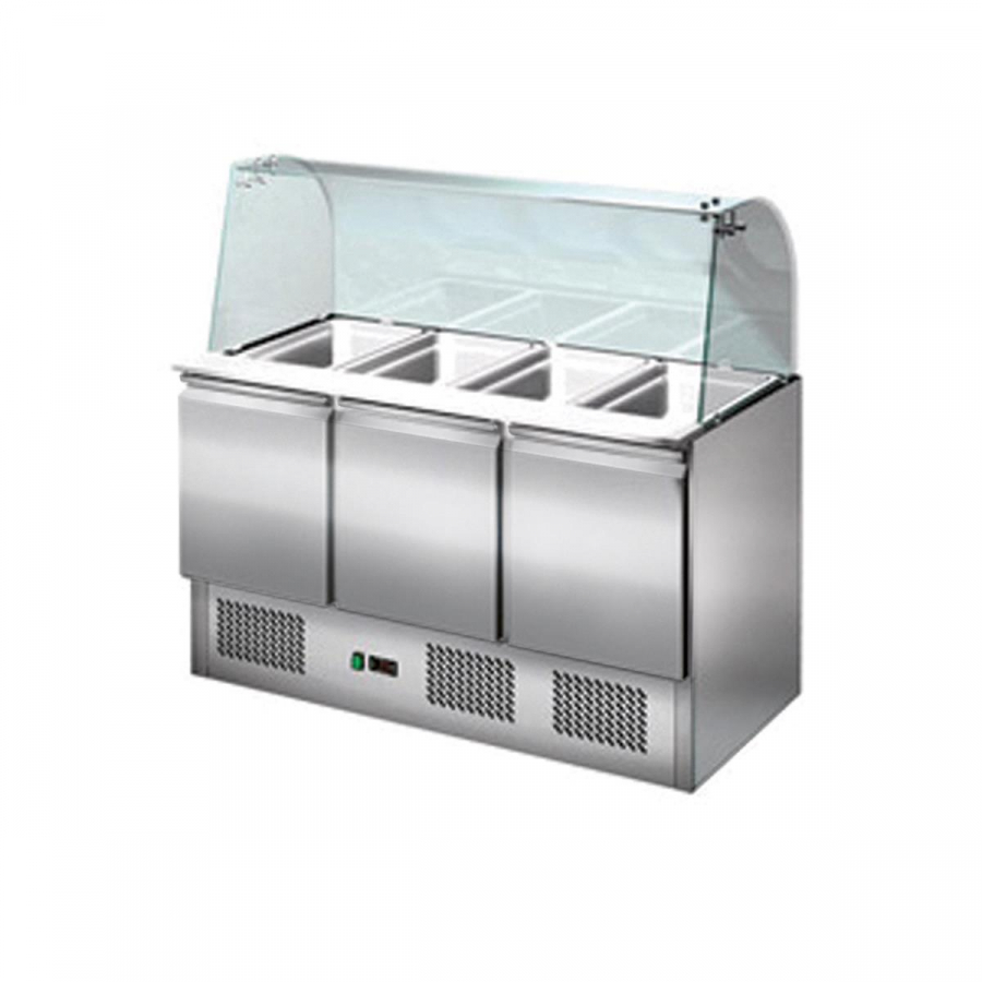 Saladette 3 Tür - gebogenes Glas, 137 x 70