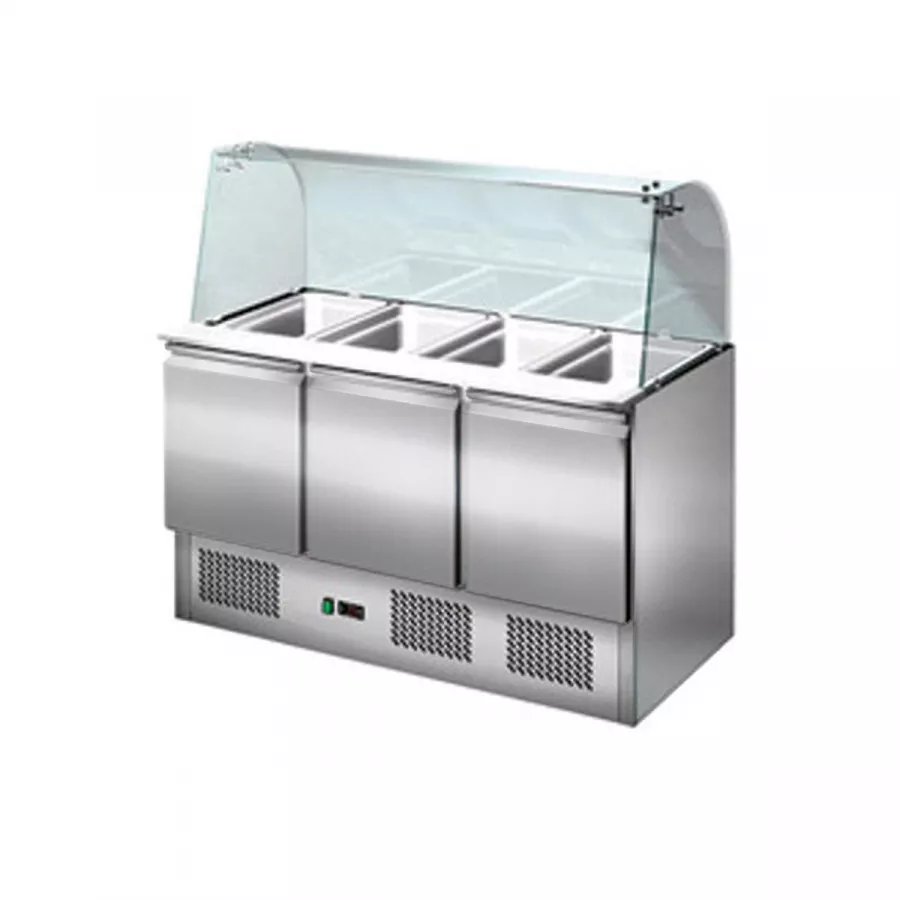 Saladette 3 Tür - gebogenes Glas, 137 x 70