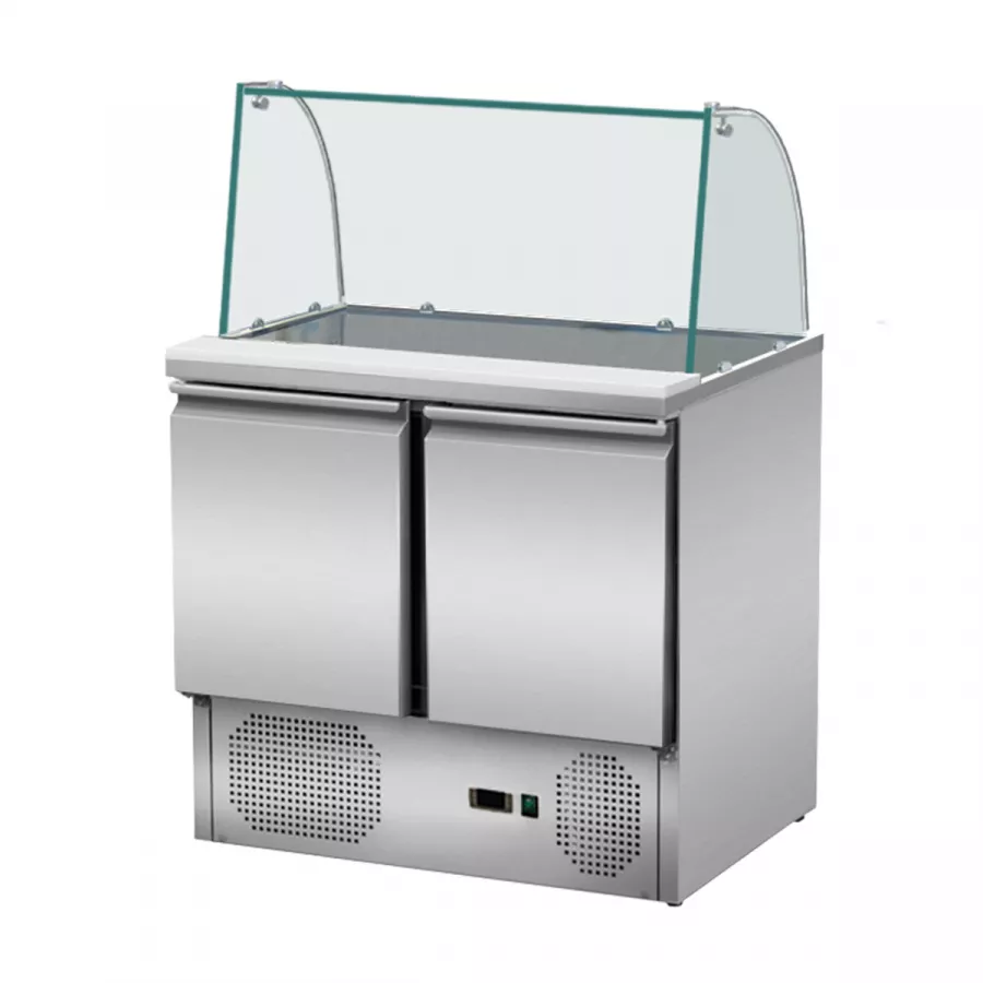 Skyrainbow Saladette 90×70 – 2 Türen, Glas gebogen