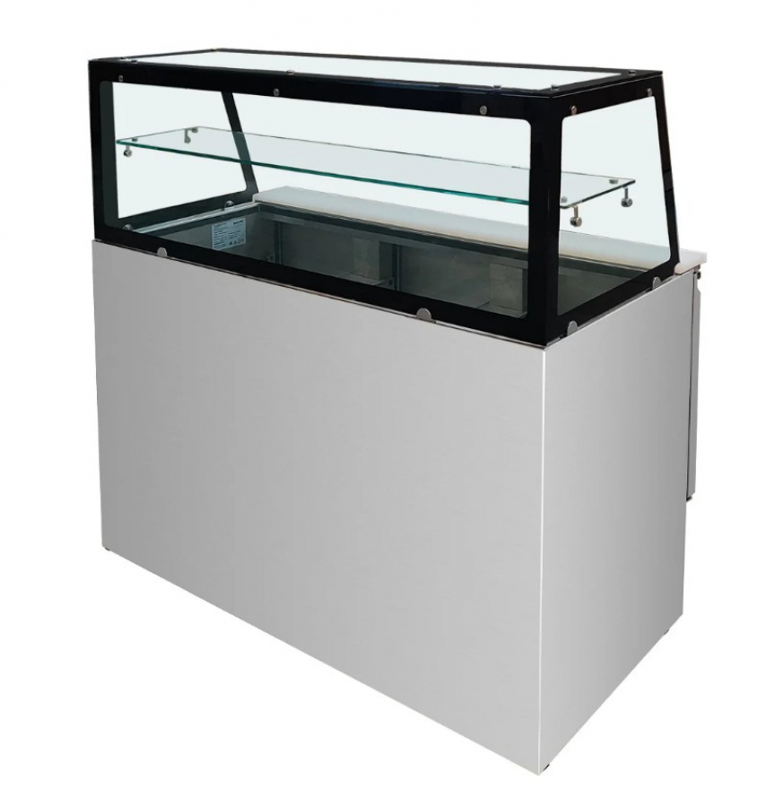 Skyrainbow Saladette 90×70 – 2 Türen, Glas gerade (schwarz)