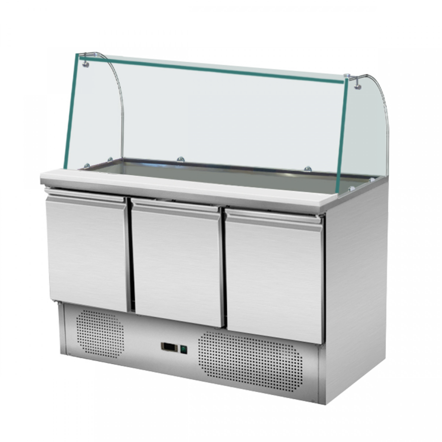 Skyrainbow Saladette 137×70 – 3 Türen, Glas gebogen