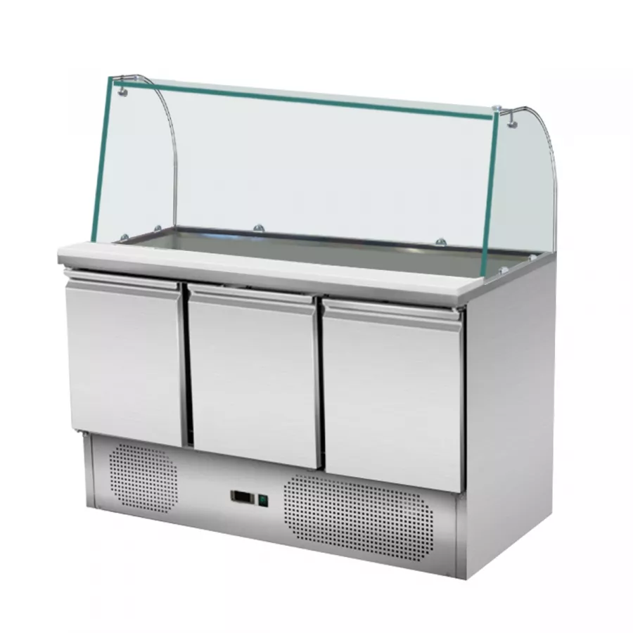 Skyrainbow Saladette 137×70 – 3 Türen, Glas gebogen