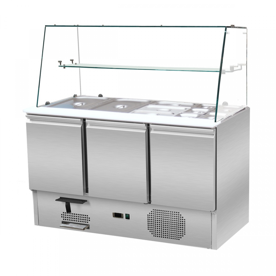 Skyrainbow Saladette 137×70 – 3 Türen, Glas gerade