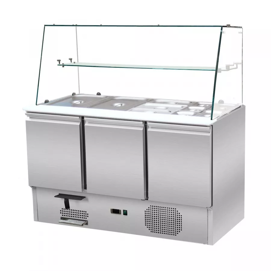 Skyrainbow Saladette 137×70 – 3 Türen, Glas gerade