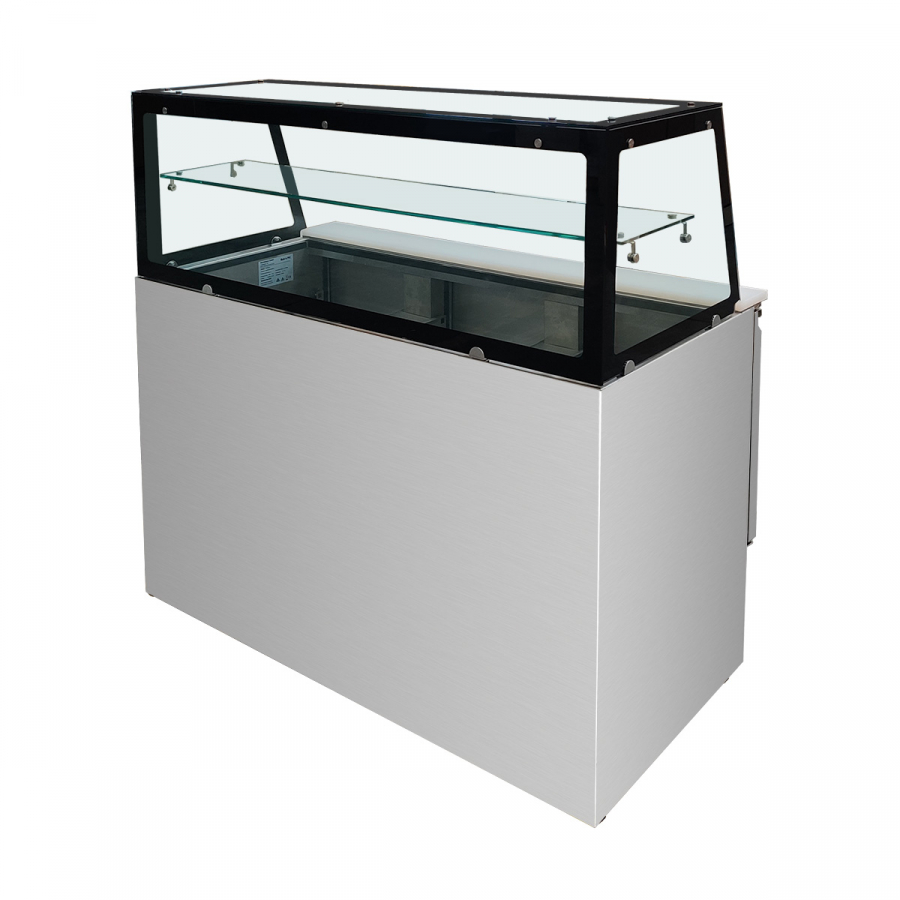 Skyrainbow Saladette 137×70 – 3 Türen, Glas gerade (schwarz)
