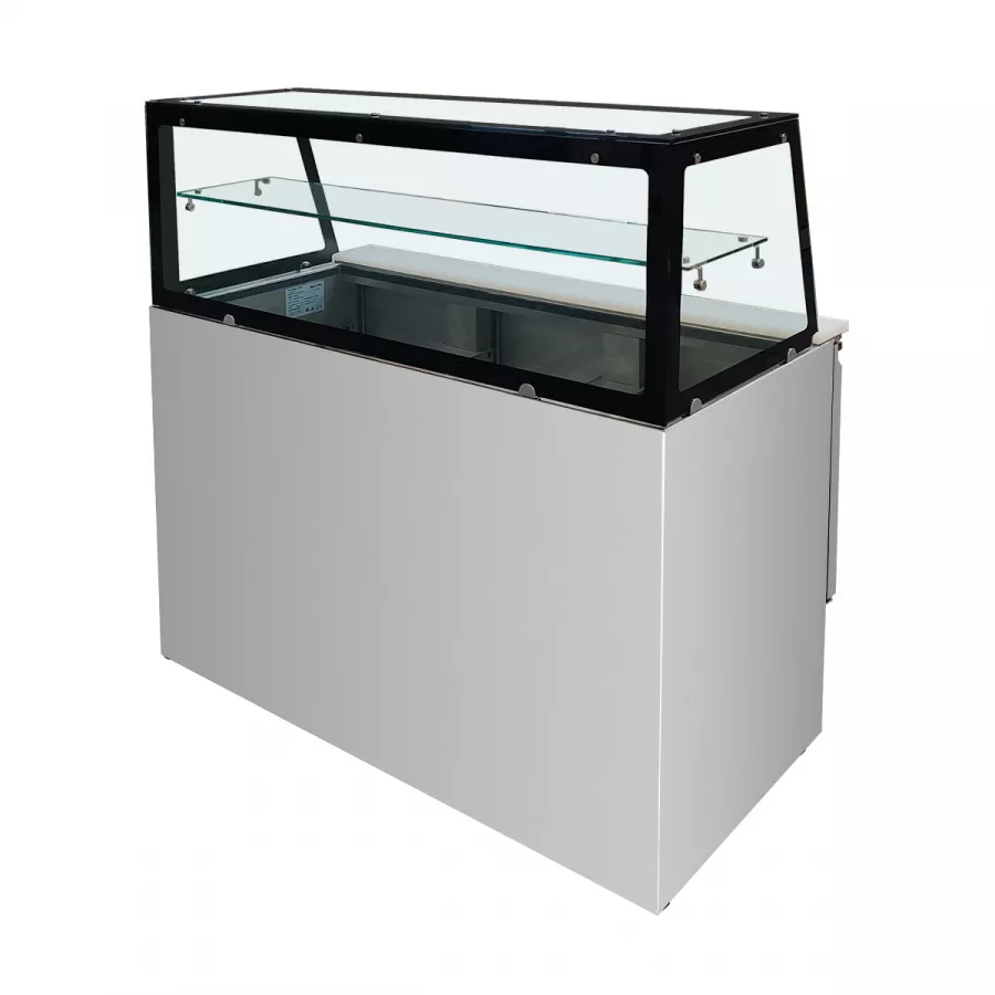 Skyrainbow Saladette 137×70 – 3 Türen, Glas gerade (schwarz)