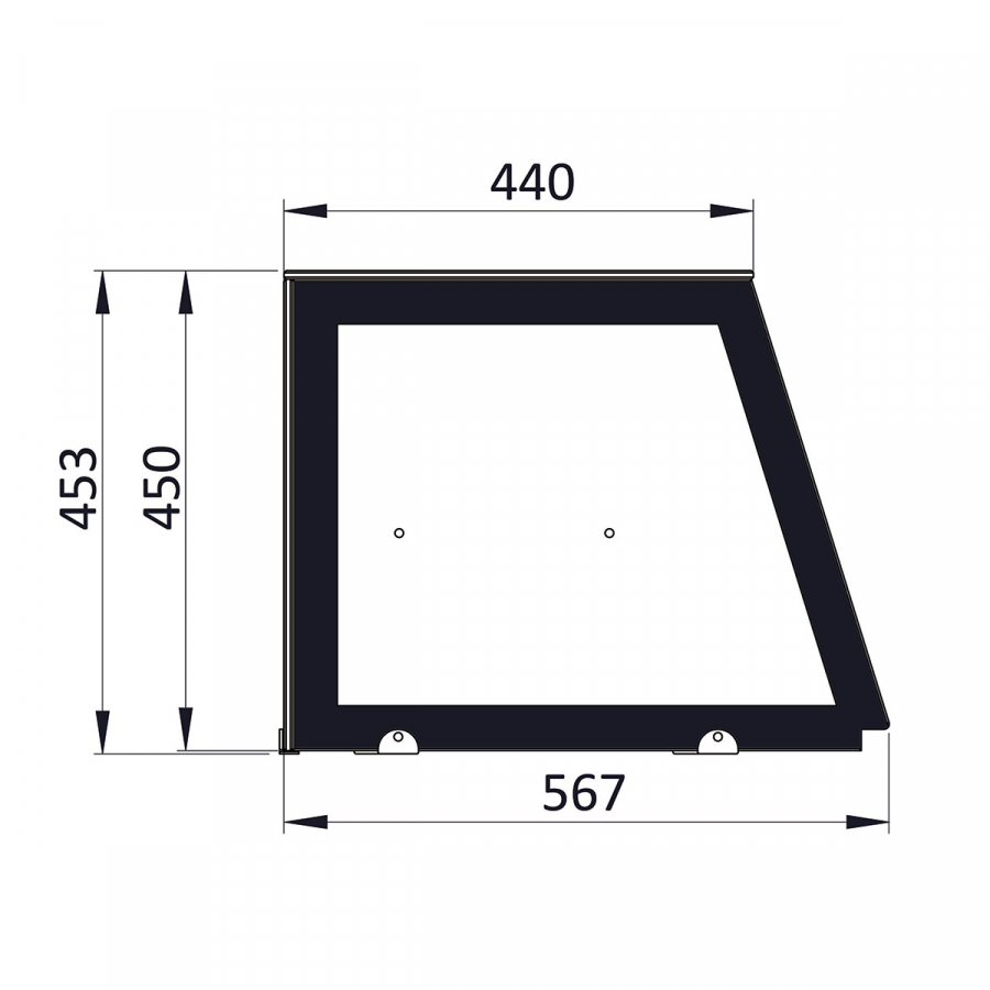 Skyrainbow Saladette 137×70 – 3 Türen, Glas gerade (schwarz)