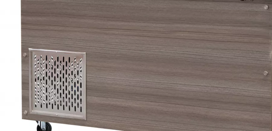 Kalte Theke, 4x GN1/1, Granit Star Galaxy schwarz, 153x82x85.5 Glasaufbau Klarglas ohne Zwischenablage, H=396mm