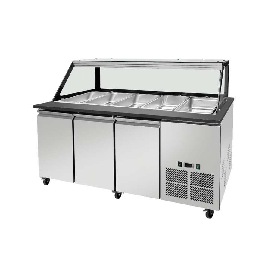 Kalte Theke GN1/1 Granit Star Galaxy schwarz 188x82x85.5 - Gastrohot