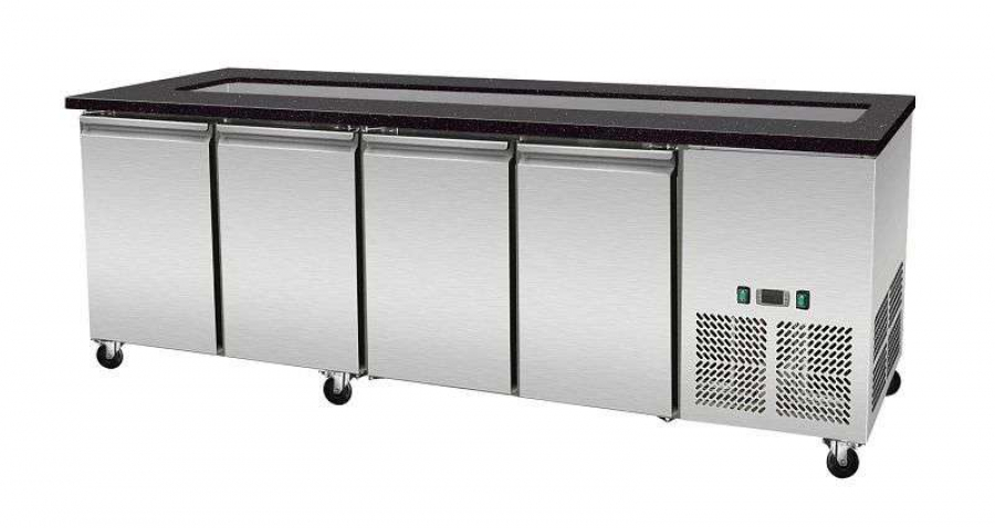 SNACK-Line Kalte Theke 6×GN1/1 – Granit schwarz (ohne Glasaufbau)