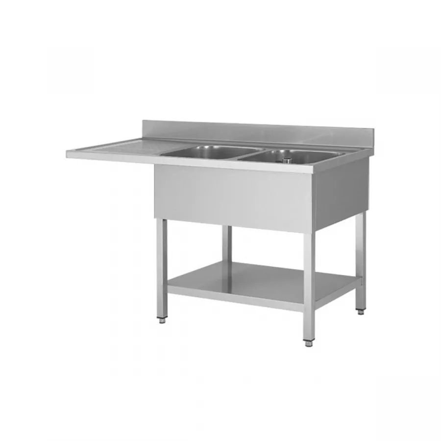 Spülcenter aus Edelstahl – 2 Becken rechts, 160×60 cm