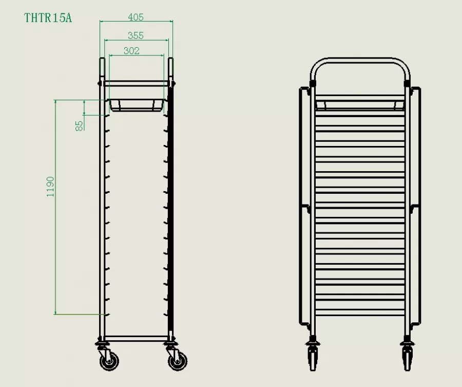 Tablettwagen, 15x GN1/1