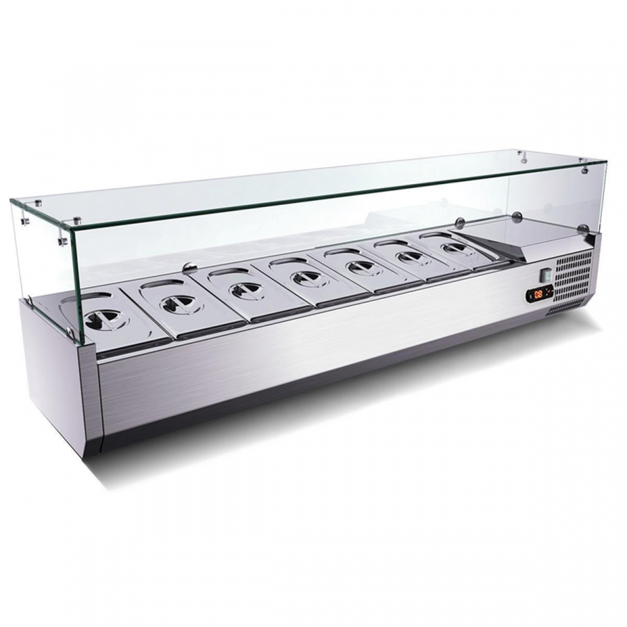 Koelvitrine met opbouw GN 1/3, 140 x 40, glazen opbouw