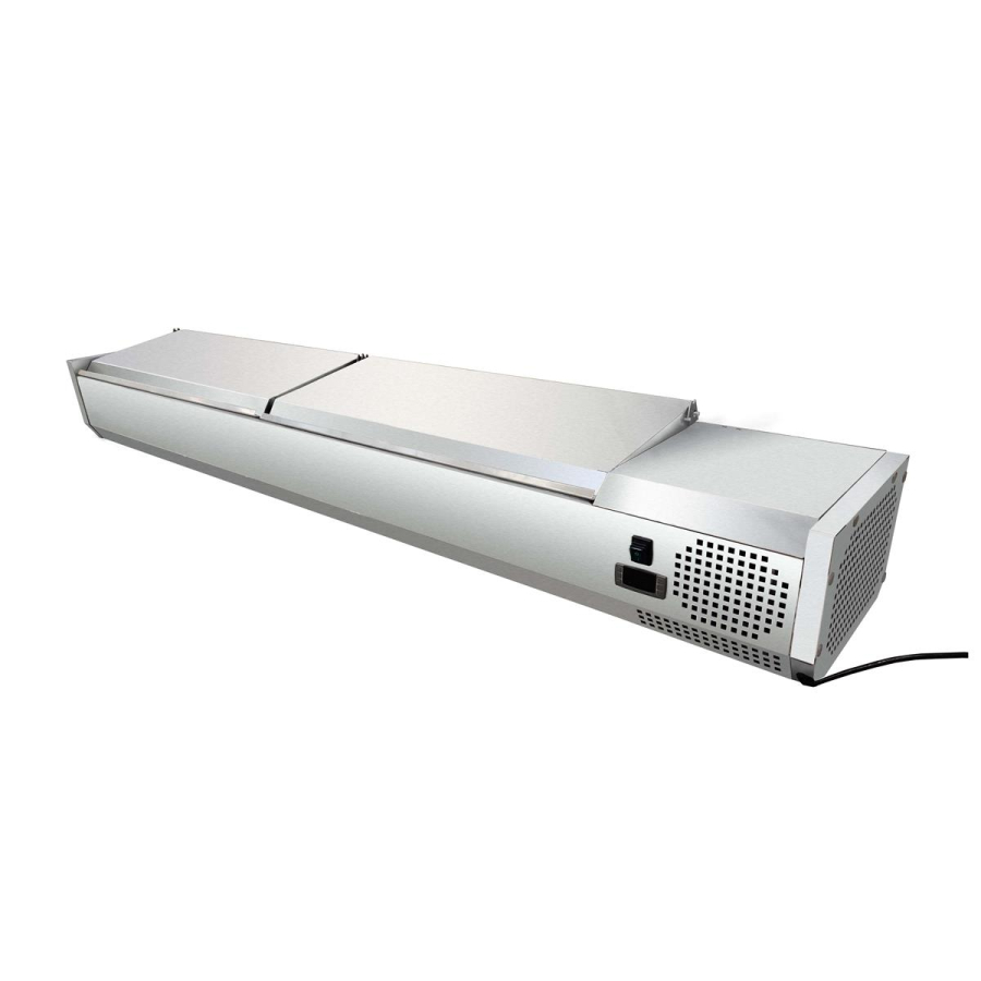 Koelvitrine met opbouw GN 1/4, 180 x 34, RVS-deksel