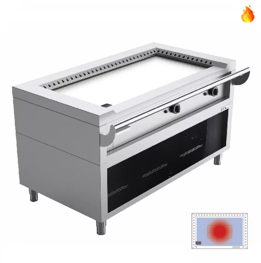 Teppanyaki-Grill Gas 8,5 kW Edelstahl – 20 mm Stahlkochplatte