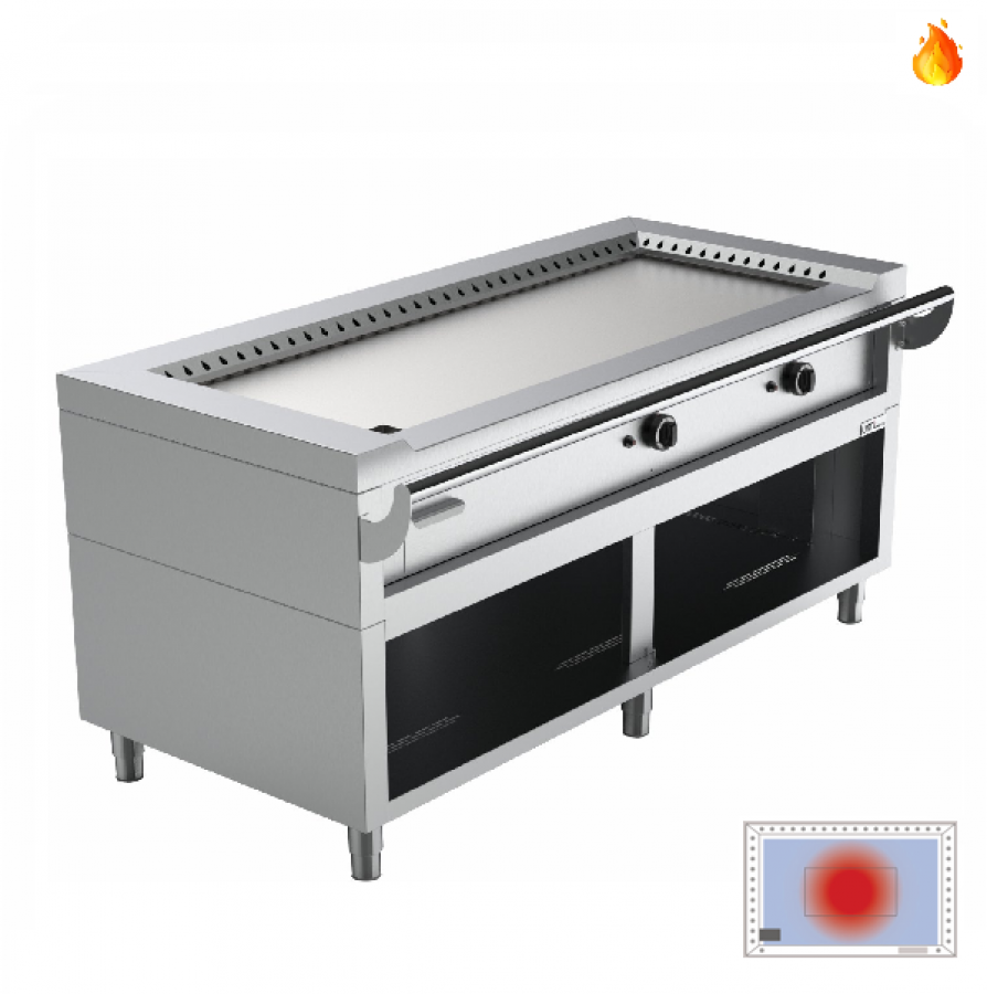 Teppanyaki-Grill Gas 17 kW Edelstahl große Kochfläche 1450x520 mm