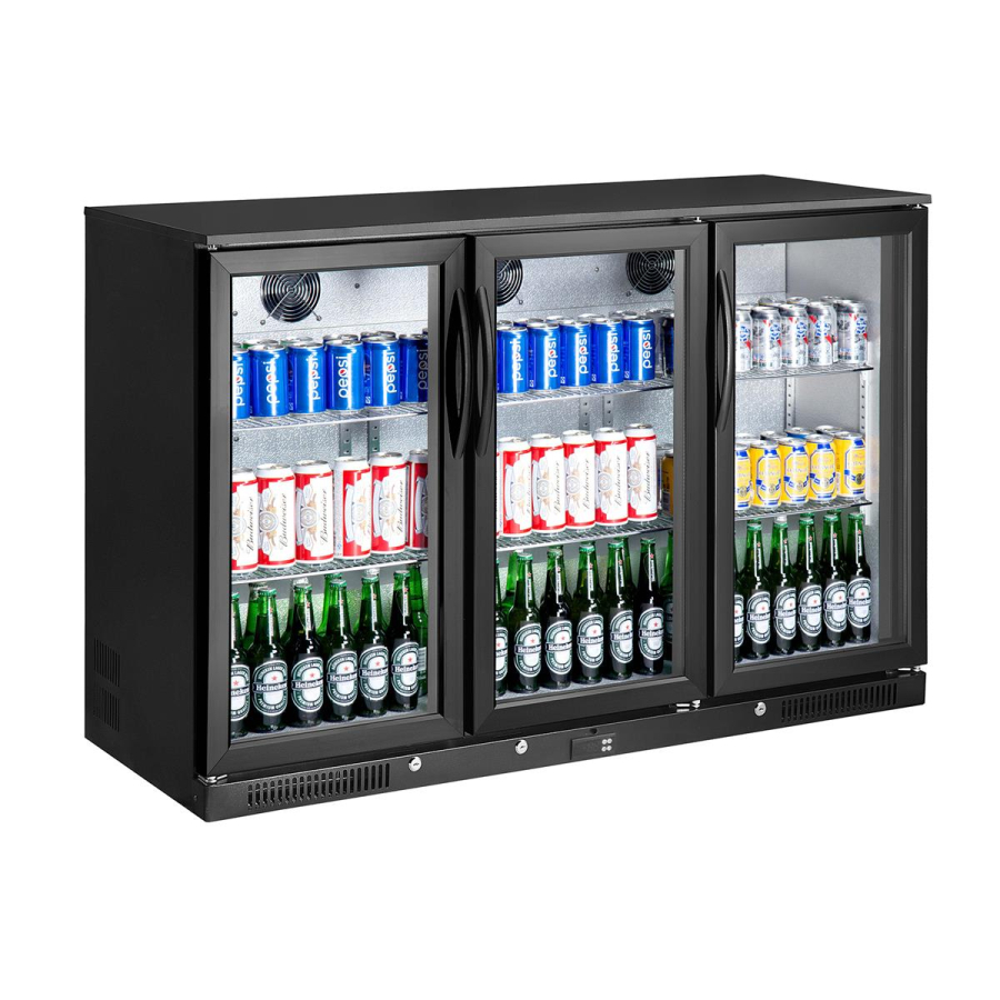 Flessenkühler – 300 L, 3 vleugeldeuren (135,2×56,5×90 cm)