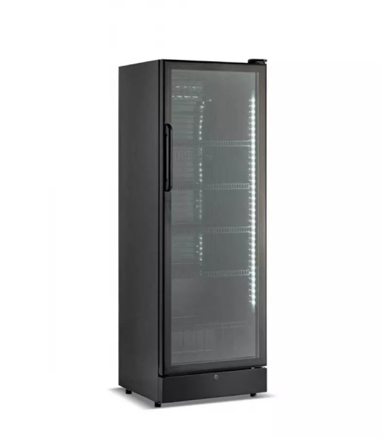 Getränkekühlschrank UNN-450IC 400L Glastür LED Stahl schwarz