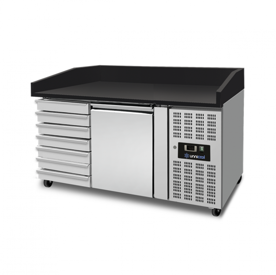 Pizza Abkühltisch 1 Tür 7 Teigschubladen EN600x400 Umluftkühlung