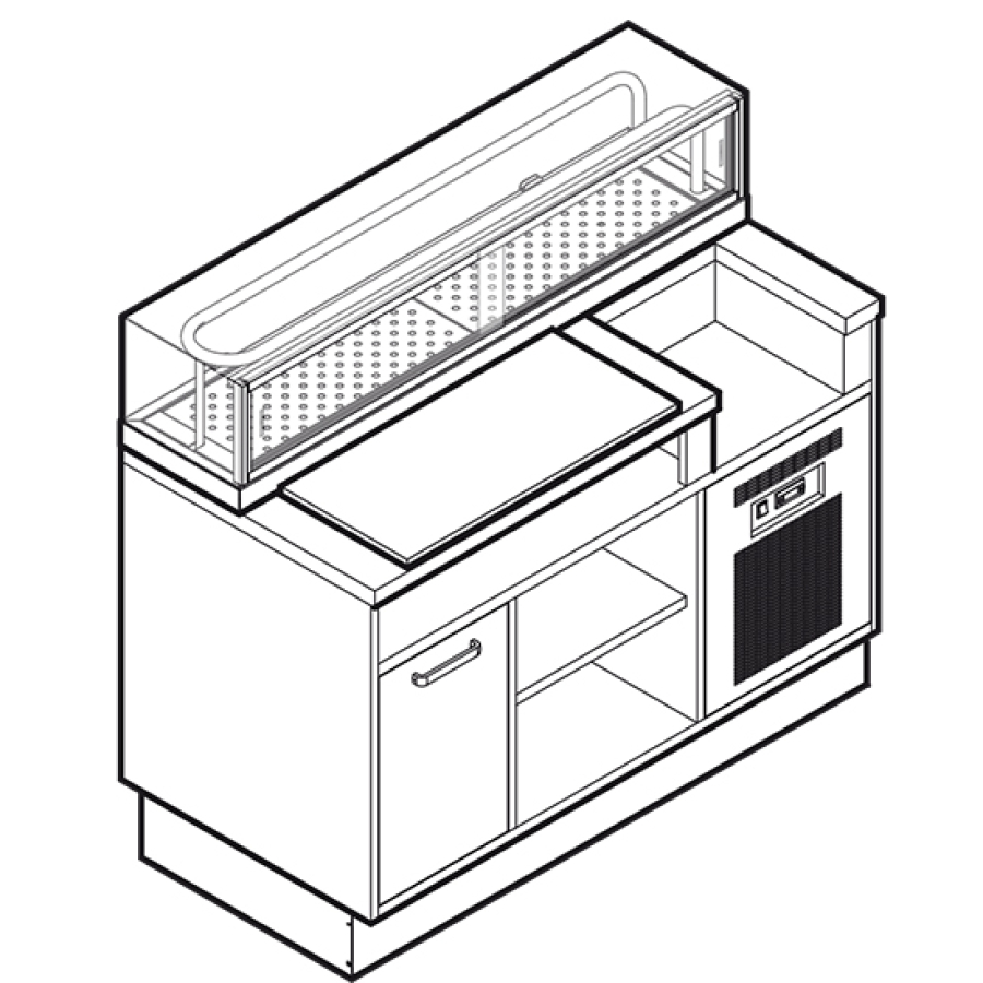 Sushi-station 1200 mm met neutrale onderbouw