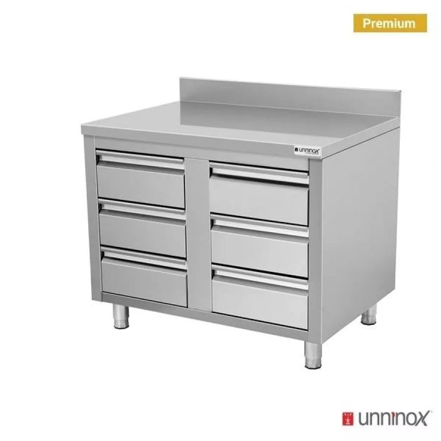 Schubladenschrank 600 mit 6 Schubladen Edelstahl