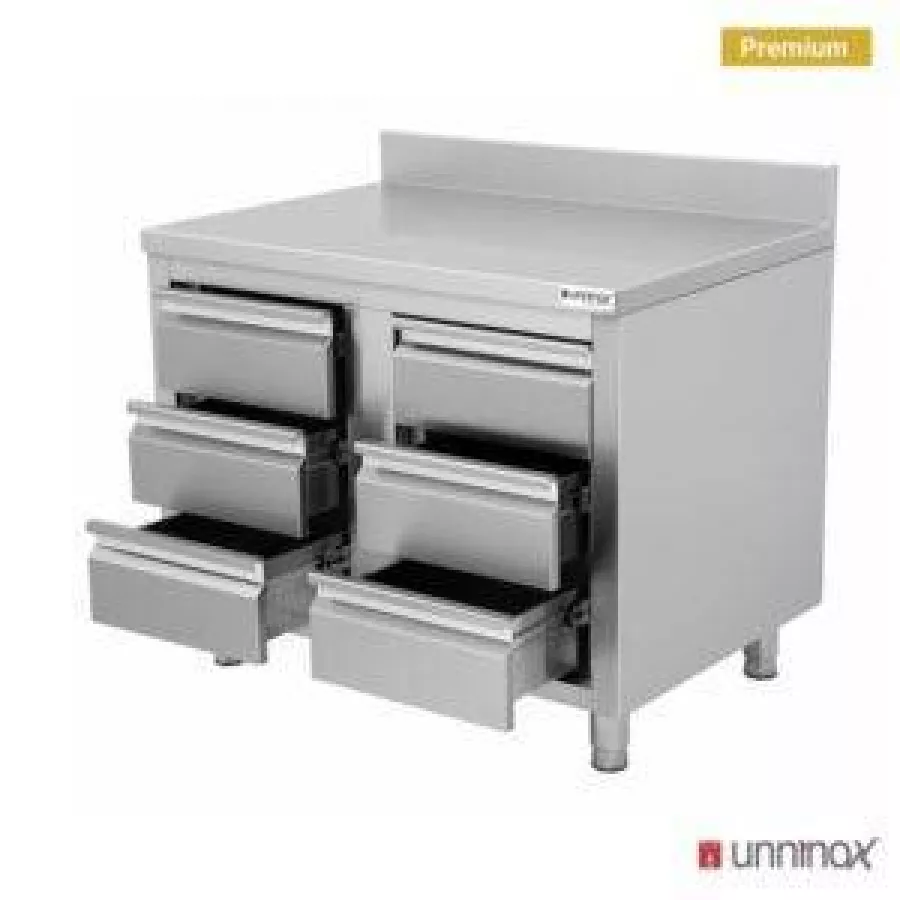 Schubladenschrank 600 mit 6 Schubladen Edelstahl