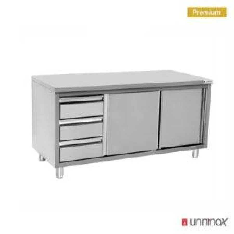 Arbeitsunterschrank 1400x600x850mm mit 3 Schubladen links, robust