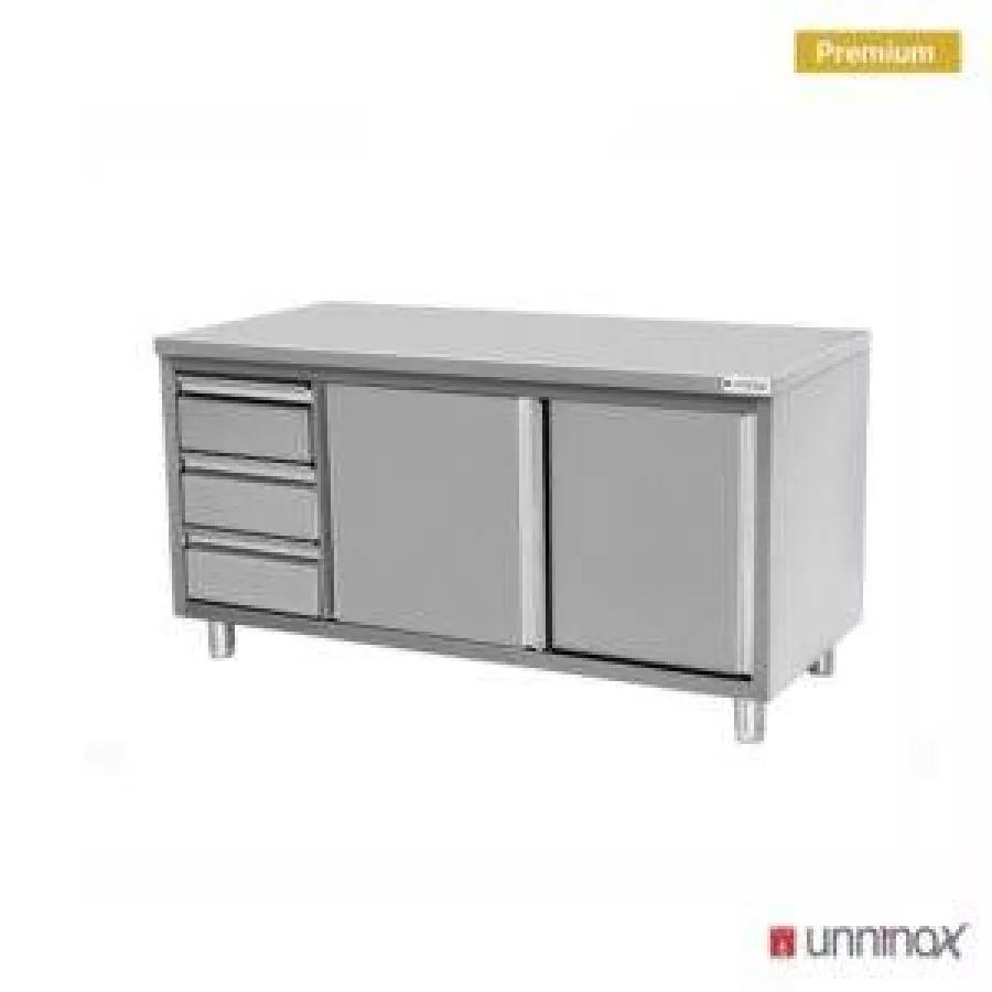 Arbeitsunterschrank 1400x600x850mm mit 3 Schubladen links, robust