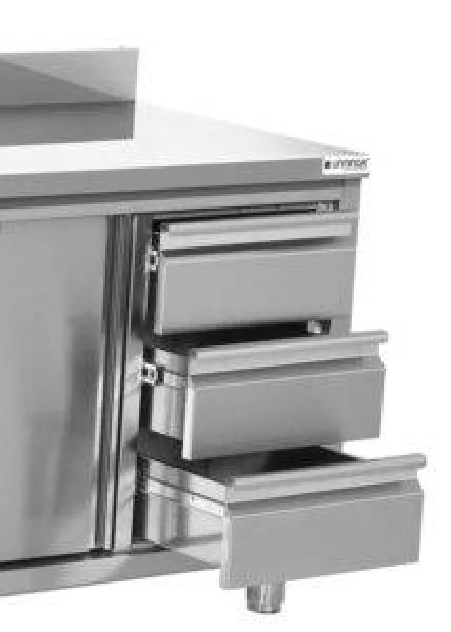 Arbeitsschrank mit Aufkantung 2400x700 mm 3+3 Schubladen H850