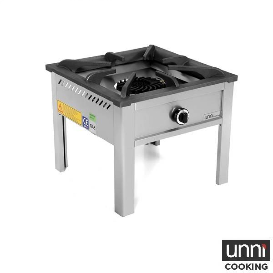 Gasherd UnniCooking 12 kW Edelstahl Gusseisenbrenner kompakt