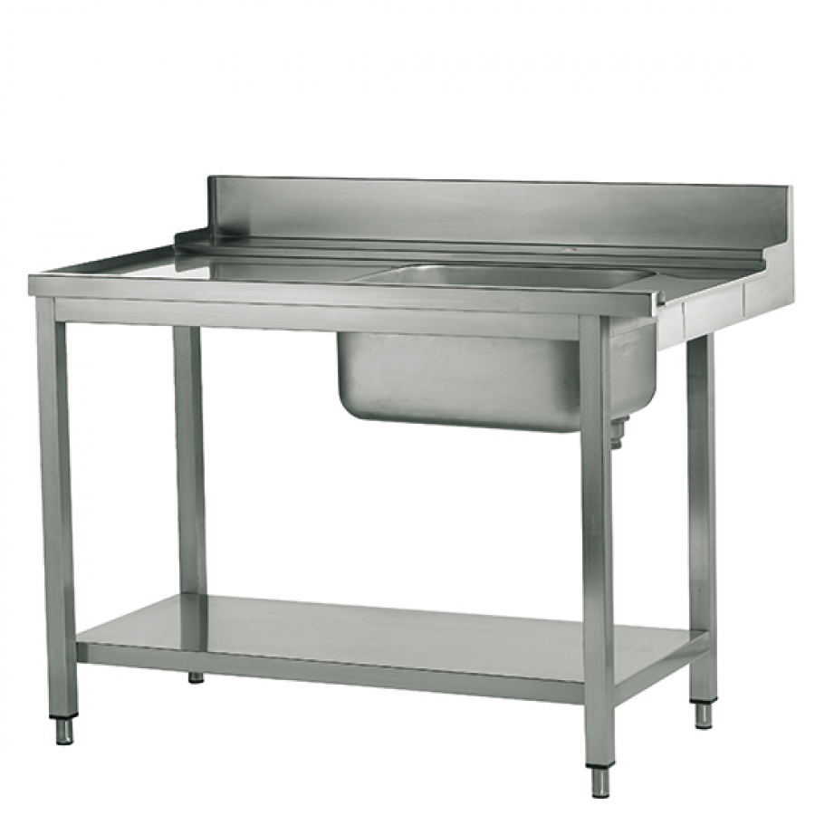 Linker toevoertafel met bak rechts | B=1800